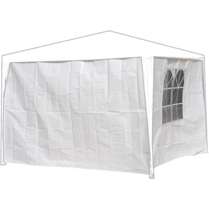 Linder Seitenwände Pavillon 3x2m weiß PE 2Stück 1xDoppelfenster Gartenzelt Seitenteile Textil