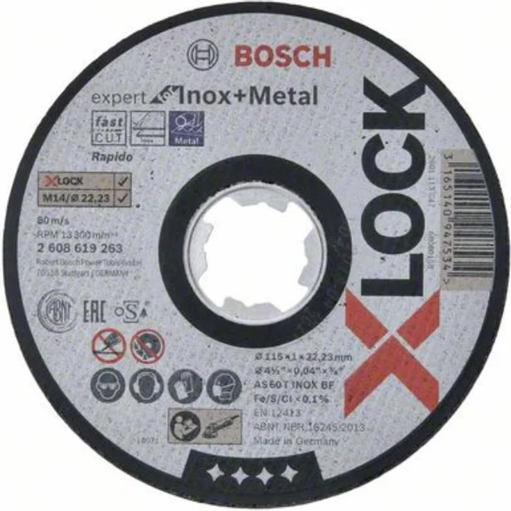 Bosch Professional gerade Trennscheibe Expert (für Inox und Metall, X-LOCK, Ø115 mm, BohrungsØ: 22,23 mm, Dicke:1 mm) – Bild 1
