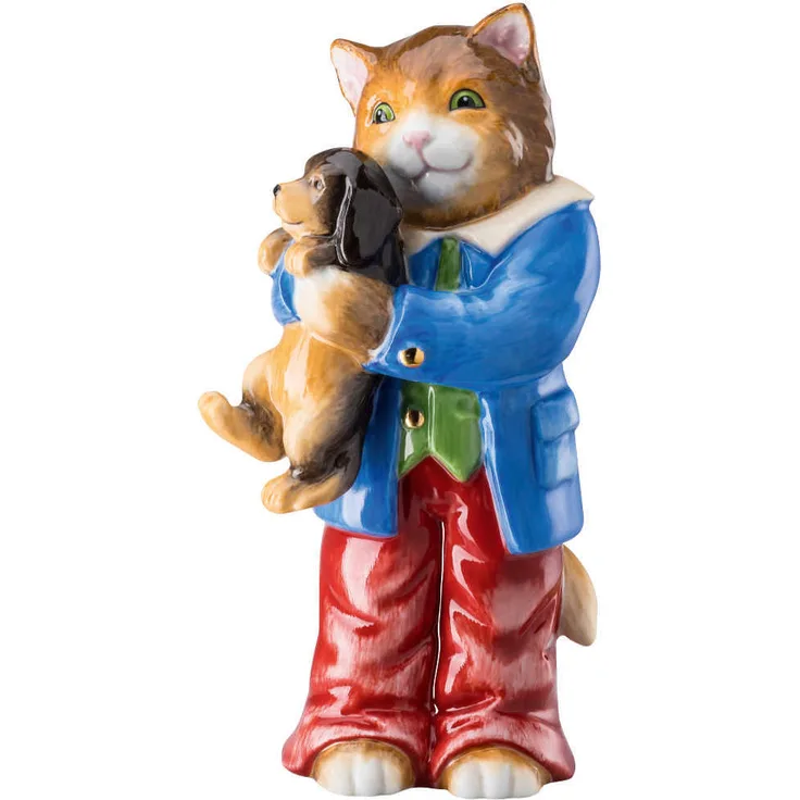 Hutschenreuther Katzenfiguren Kater mit Hund in Ge