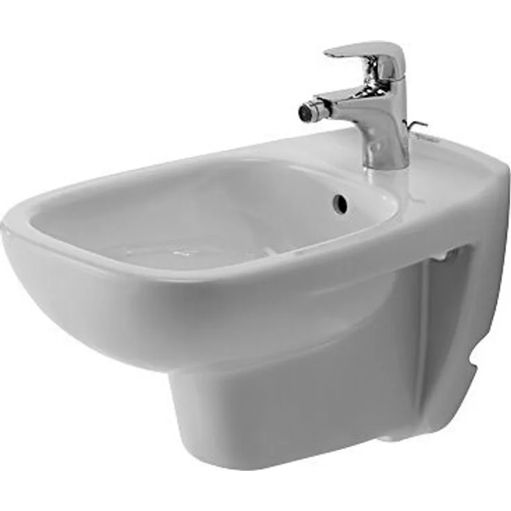 Duravit Wand-Bidet D-CODE mit Überlauf, Hahnlochbank, 355 x 545 mm, 1 Hahnloch weiß