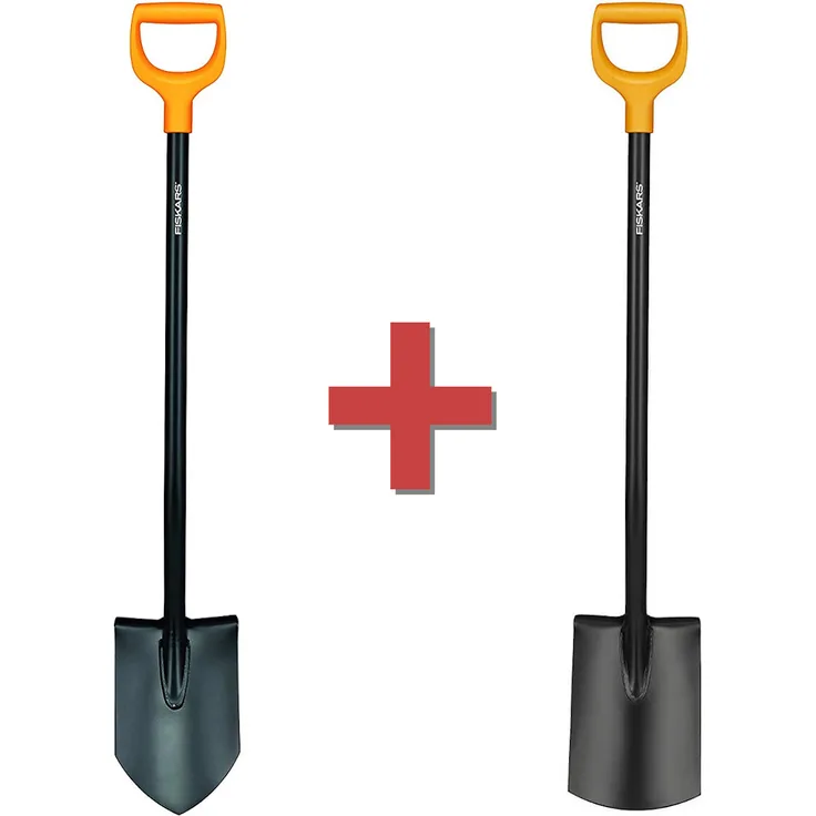Fiskars Set bestehend aus Solid Gärtnerspaten spitz und Solid Gärtnerspaten rund