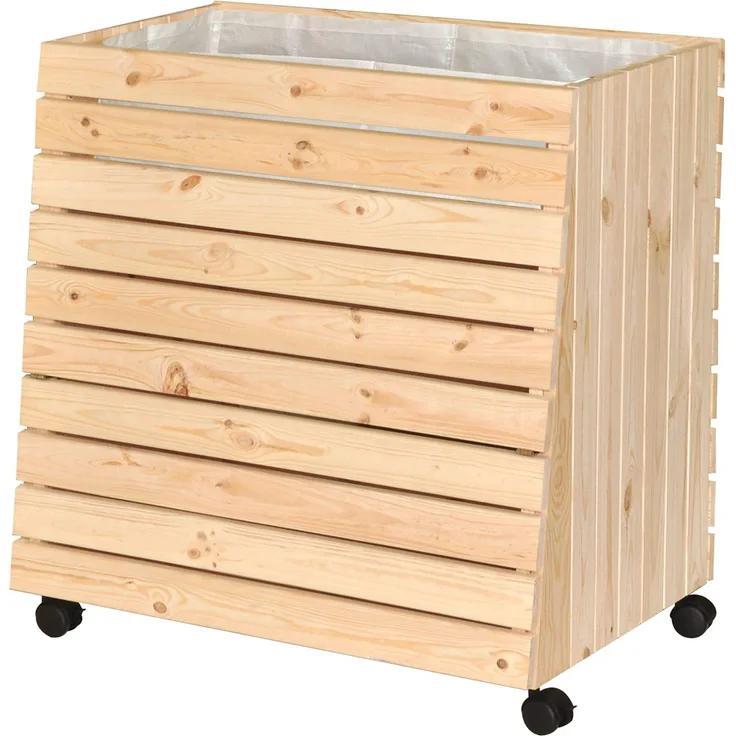 WAGNER Mobiles Hochbeet GreenBOX (Größe XL Massivholz Natur 79 x 80 x 53/43cm Rollen inkl. Pflanztasche), Holz naturbelassen