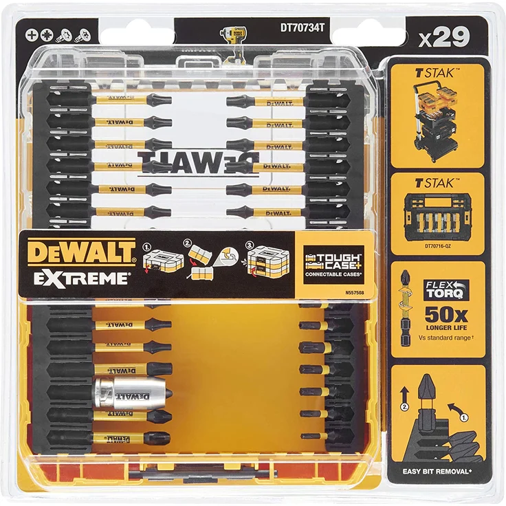DeWALT DT70734T-QZ Bit-Set 29-tlg. schlagfest, schwarz-gelb - für Schraubarbeiten Phillips, Schlitz, Pozi, Torx – Bild 2