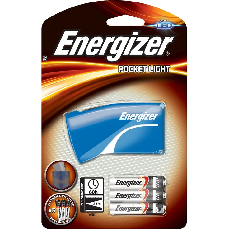 Energizer LED-Taschenlampe Taschenlampe Pocket LED (inkl. 3xAAA, 44 Lumen, 24m Reichweite)