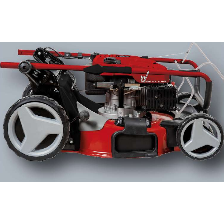 Einhell Benzin-Rasenmäher GC-PM 47 S HW - für bis zu 1.400 m², Highwheeler, Vortex Technology Deck, 6-stufige Schnitthöhenverstellung, 47 cm Schnittbreite, 139 ccm Hubraum – Bild 2