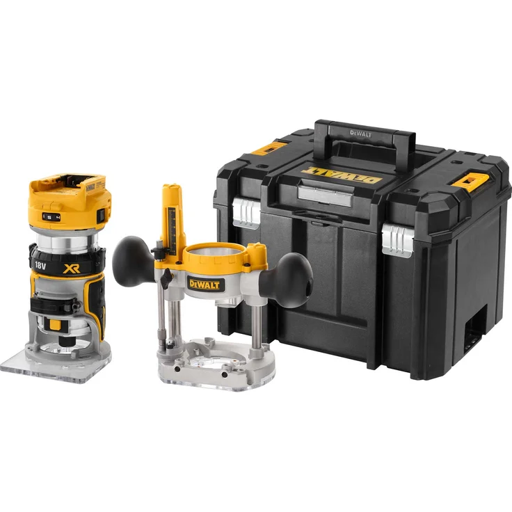 DeWalt Akku-Oberfräse DCW604NT-XJ 18 V, 2 Stück Fräsmodul, Parallelanschlag, Absaugadapter, Grundplatte, TSTAK-Box VI ohne Akku und Ladegerät – Bild 3