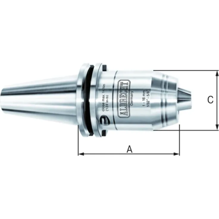 Albrecht Kurzbohrfutter AKL DIN 69871 AD SK 40 1 - 16 mm A (800 116Z 240 0)