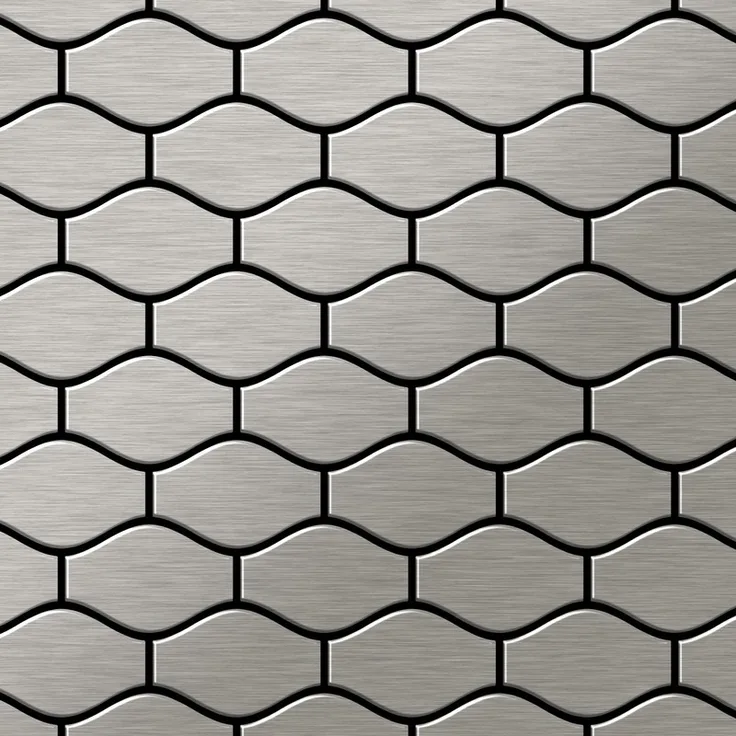 Mosaik Fliese massiv Metall Edelstahl gebürstet in grau 1,6mm stark ALLOY Karma-S-S-B Designed by Karim Rashid 0,86 m2