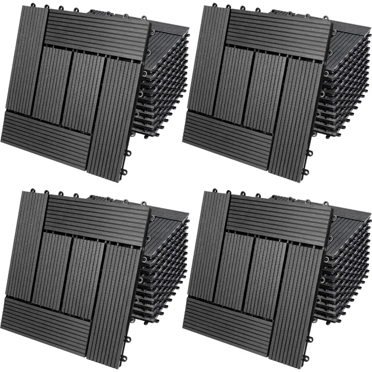 WPC Fliesen 1m²-4m² Terrassenfliesen Set Holzfliesen 30x30cm Balkon Pool Garten 44x Mosaik anthrazit 4250525379860 – Bild 1