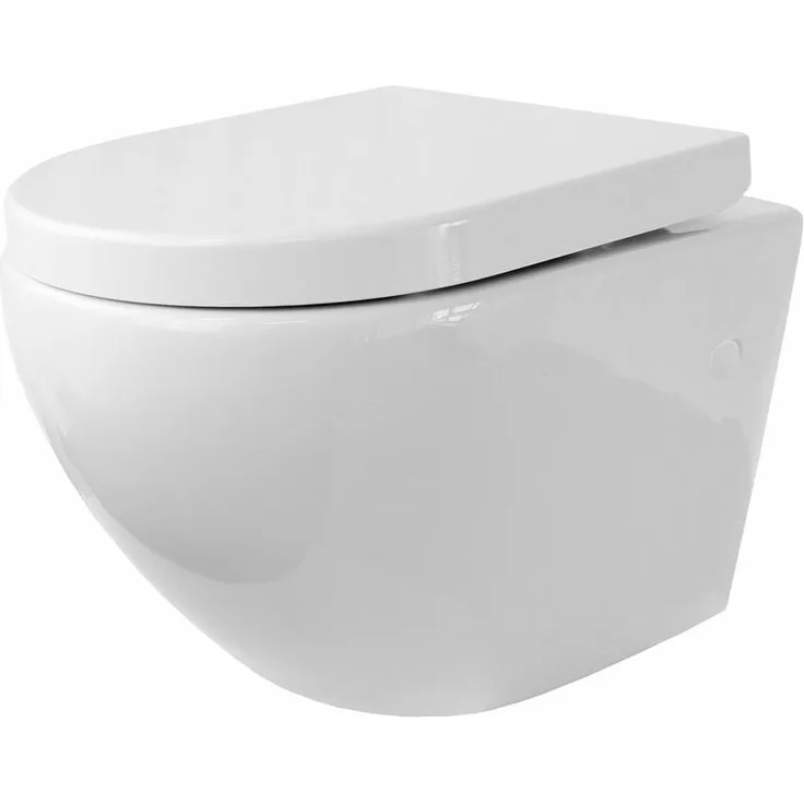 I-flair - Toilette Hänge WC Spülrandlos inkl. WC Sitz mit Absenkautomatik SOFTCLOSE + abnehmbar Redonde