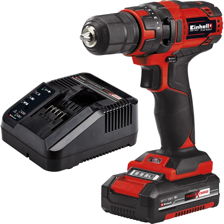 Einhell Akkuschrauber TC-CD 18/35 Li Kit Power X-Change PXC (Li-Ion, 18 V, 550 min.-1, 35 Nm, 10 mm Bohrfutter, 1,5 Ah PXC-Akku und Ladegerät, Aufbewahrungskarton) – Bild 1