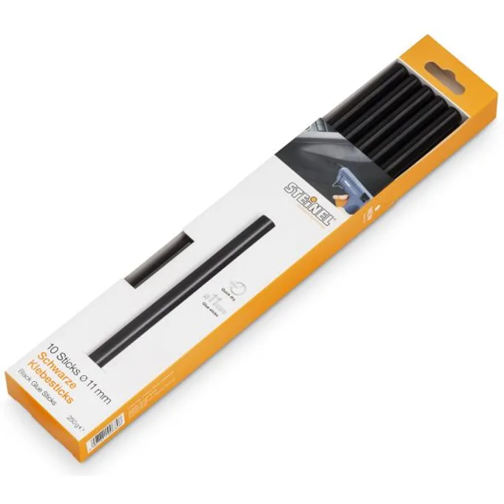 Steinel Schwarze Klebesticks 11 mm, 10 Sticks, 250 g, universeller Schmelzkleber für schwarzes Material