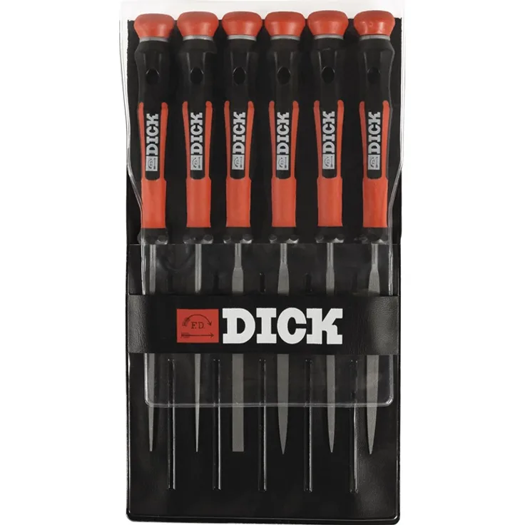 Dick Nadelfeilensatz 6tlg. 140 mm ( Feilen für allgemeine Arbeiten, Hieb 2, Stahl, Stahllegierungen, nicht schmierende Weichmetalle) 2160142-2K
