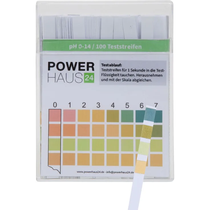 POWERHAUS24 Wasser pH Teststreifen, Messbereich von pH 0 bis 14, 100 Stück