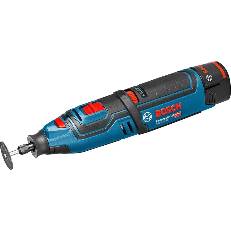 Bosch Professional 12V System Akku Rotationswerkzeug GRO 12 V-35 Leerlaufdrehzahl: 5,000-35,000 min-1, inkl. 2x2,0 Ah Akku plus Schnellladegerät, Trennscheibe, in L-Boxx – Bild 1