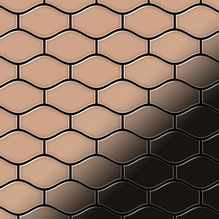 Mosaik Fliese massiv Metall Kupfer gewalzt in kupfer 1,6mm stark ALLOY Karma-CM Designed by Karim Rashid 0,86 m2