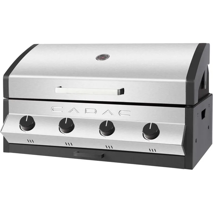 CADAC Meridian Einbaugrill Gasgrill, 4 Brenner, Edelstahl, mit Thermometer, mit Warmhalterost