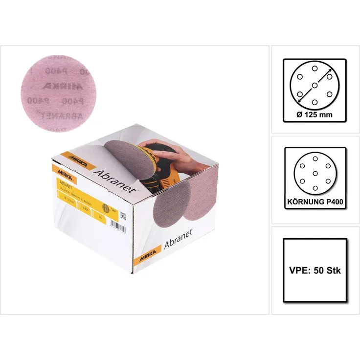 Mirka ABRANET 125mm Grip P400, 50/Pack (5423205041 )