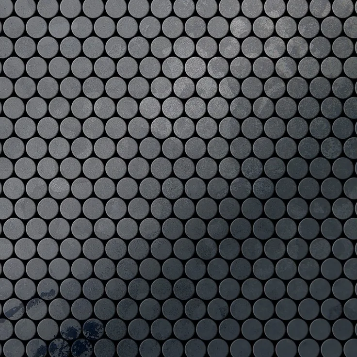 Mosaik Fliese massiv Metall Rohstahl gewalzt in grau 1,6mm stark ALLOY Penny-RS 0,88 m2