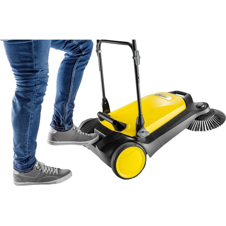 Kärcher Kehrmaschine S 4 Flächenleistung 1800 m²-h, 1 Seitenbesen, Kehrbehälter 20 l, Arbeitsbreite 510 mm, platzsparende Verstauung, höhenverstellbarer Schubbügel, selbststehender Kehrbehälter – Bild 3