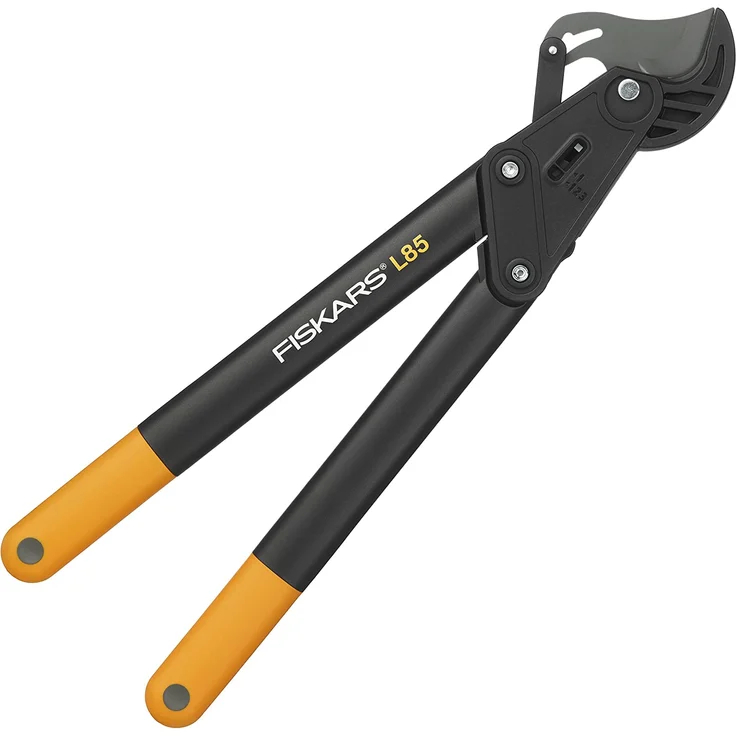 Fiskars PowerStep Amboss-Astschere für trockenes und hartes Holz, Antihaftbeschichtet, Gehärteter Präzisionsstahl, Länge 57 cm, Schwarz-Orange, L85, 1000585 – Bild 2