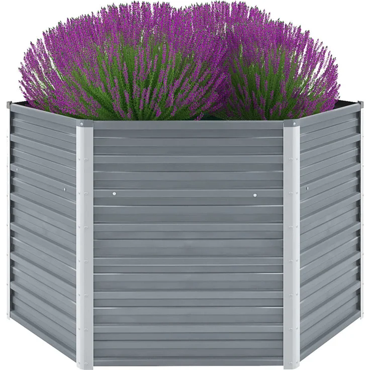 vidaXL Garten-Hochbeet Verzinkter Stahl 129x129x77 cm Grau – Bild 1