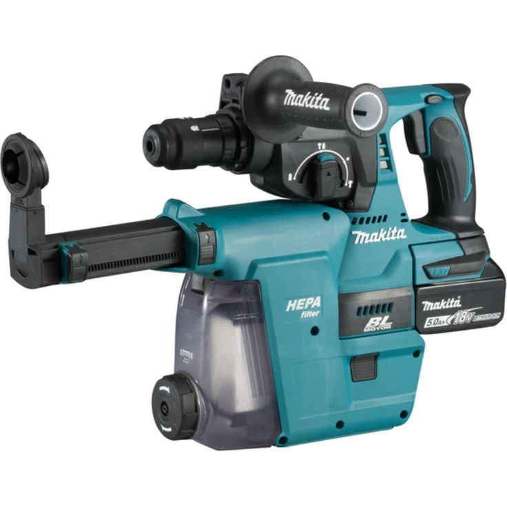 Makita DHR243RTJW 18V Akku-Kombi-Hammer SDS-Plus 2x Akku5,0Ah mit Staubabsaugung (DHR243RTJW) – Bild 2