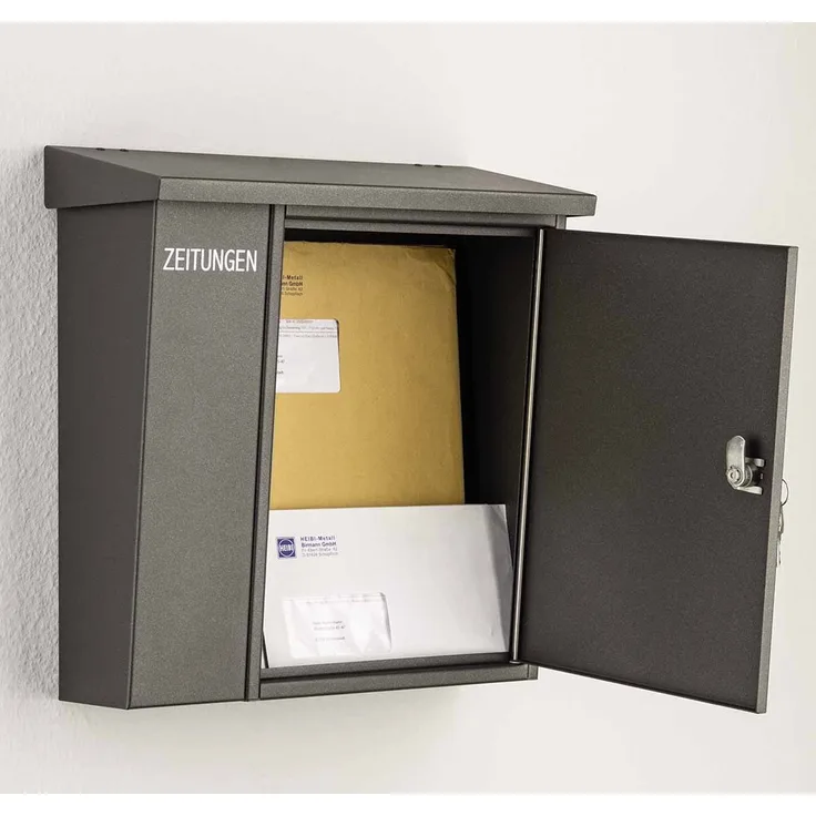 Heibi Briefkasten mit Zeitungsfach grafit Wandbriefbriefkasten