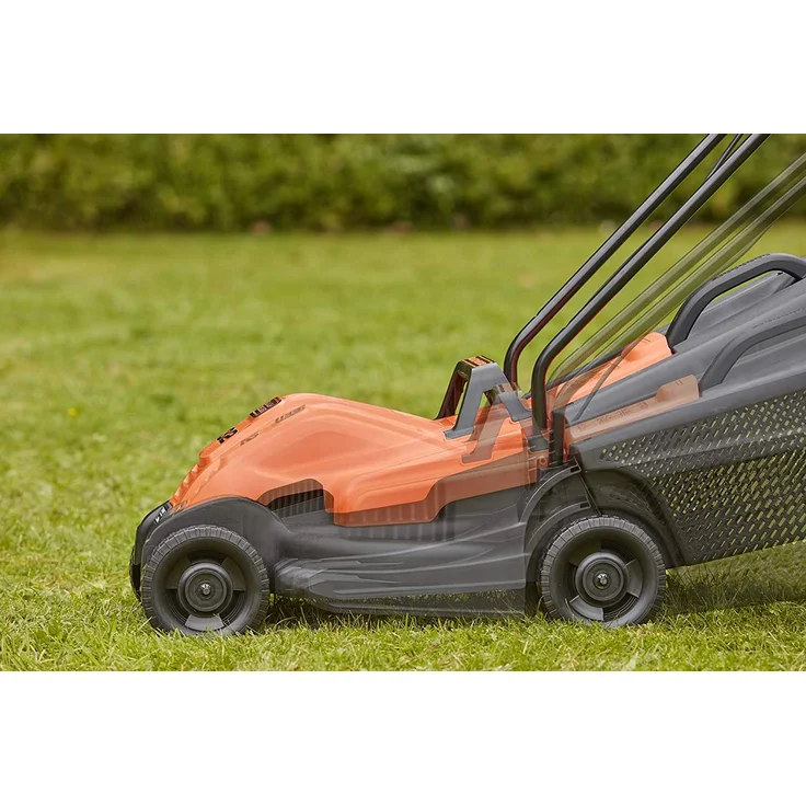 Black+Decker Elektro-Rasenmäher mit Fahrradlenker-Griff - 1.200W, 32cm Schnittbreite, 3-fach axial Höhenverstellung, 35l Fangbehälter, ideal für kleine Gärten - BEMW451BH – Bild 3