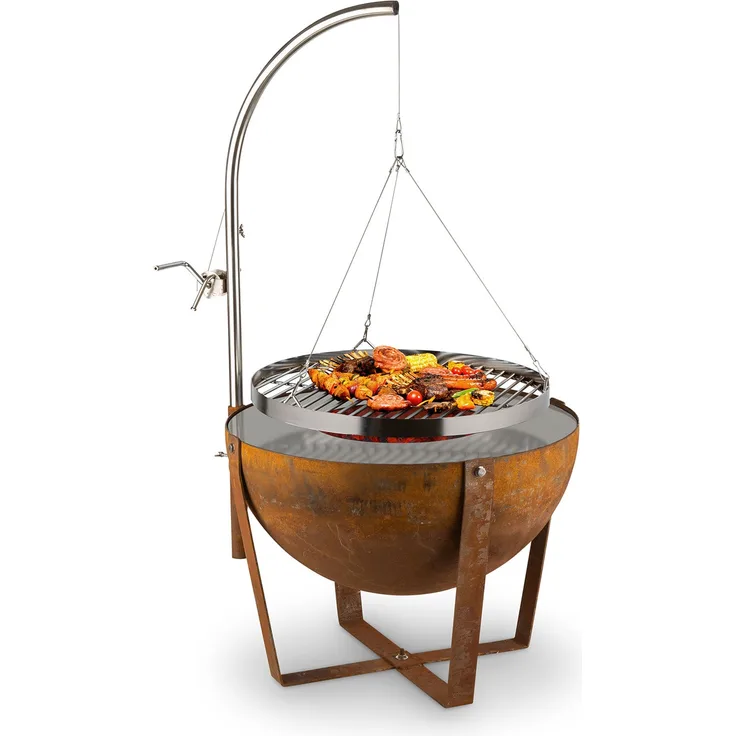 Fire Globe Feuerschale mit Grill Ø60cm Stahl Schwarz