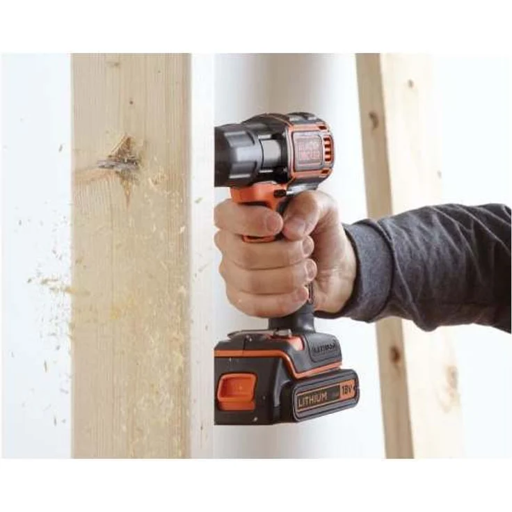 Black+Decker Autosense Akku-Bohrschrauber (Akkubohrer mit Autoselect-Technologie und LED-Arbeitslicht zum Bohren in Holz und Metall und zum Schrauben 1 x Akkuschrauber Li-Ion 18 V) ASD18K – Bild 3