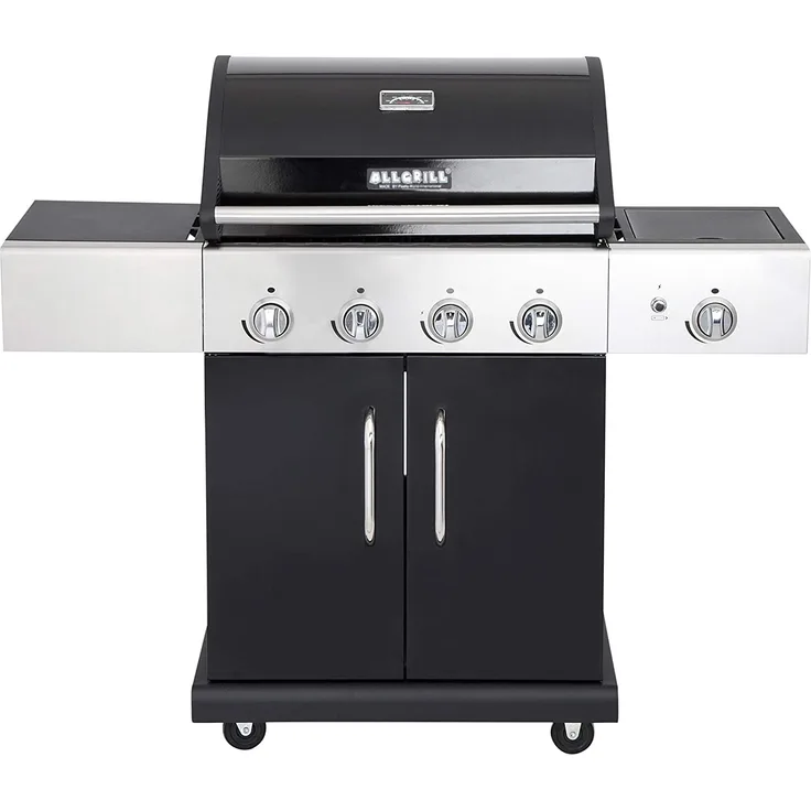 ALLGRILL Impuls Basic-Line Gasgrill, 4 Brenner, Piezozündung, Grillfläche 69 x 43 cm, schwarz, Maße 115 x 135 x 55 cm