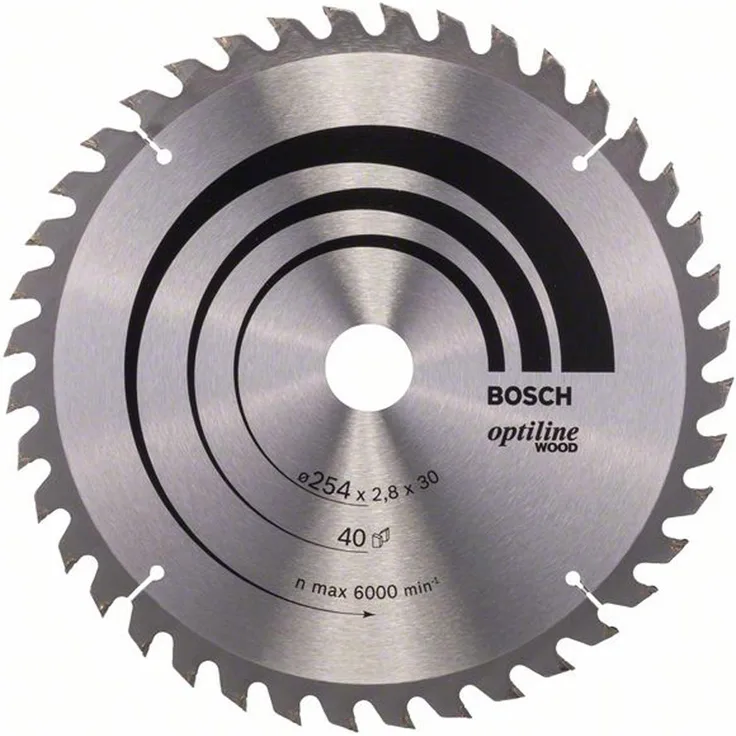 Bosch Professional Kreissägeblatt Optiline Wood (für Holz, 254 x 30 x 2,8 mm, 40 Zähne, Zubehör Kreissäge)