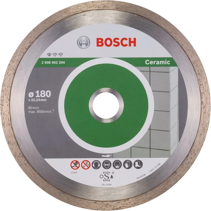 Bosch Professional Diamanttrennscheibe Standard für Ceramic, 180 x 22,23 x 1,6 x 7 mm, 1-er Pack, 2608602204 – Bild 1