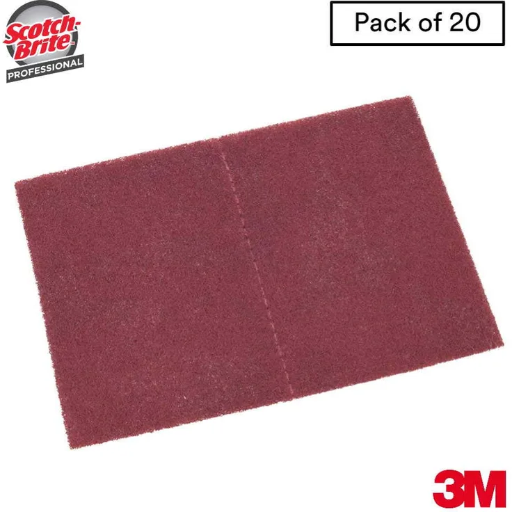 3M Scotch-Brite 64926 Handpad 7447 PRO, Very fine, A, 152 mm x 228 mm, Rot (20-er Pack)