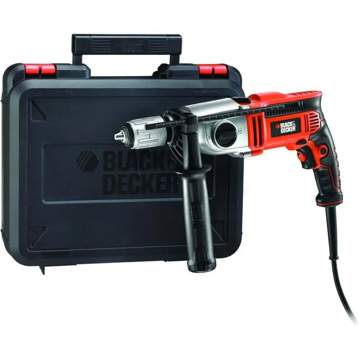Black+Decker 2-Gang Schlagbohrmaschine (910 W mit Koffer) KR911BK