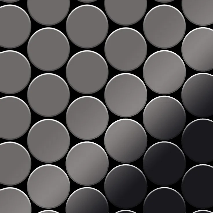 Alloy Mosaik Fliese massiv Metall Titan hochglänzend in dunkelgrau 1,6mm stark Medallion-Ti-SM 0,73 m2