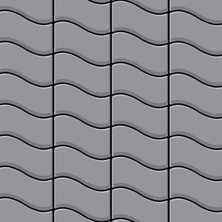 Mosaik Fliese massiv Metall Edelstahl matt in grau 1,6mm stark ALLOY Flux-S-S-MA Designed by Karim Rashid 0,86 m2