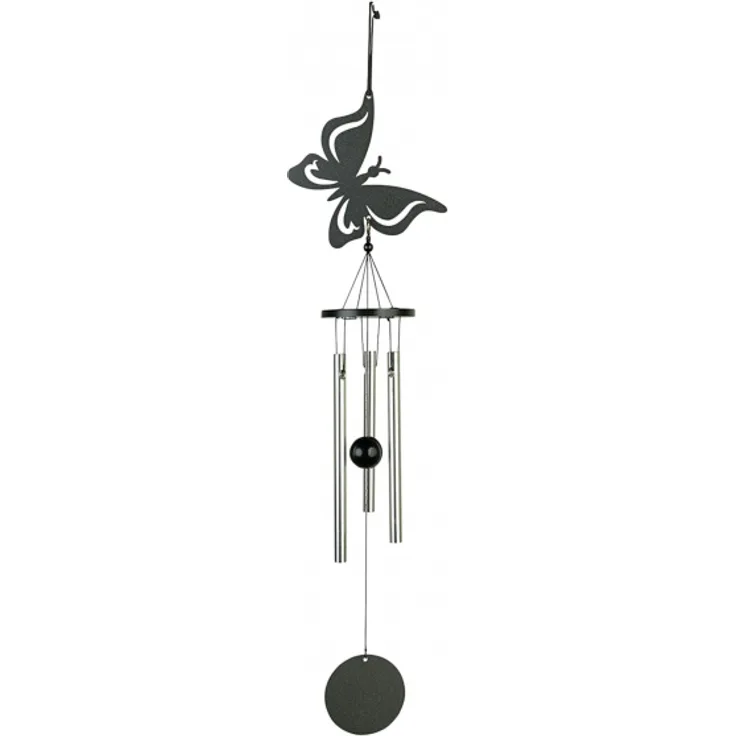 windspiel Butterfly 35 cm Stahl grün-silber 3-teilig