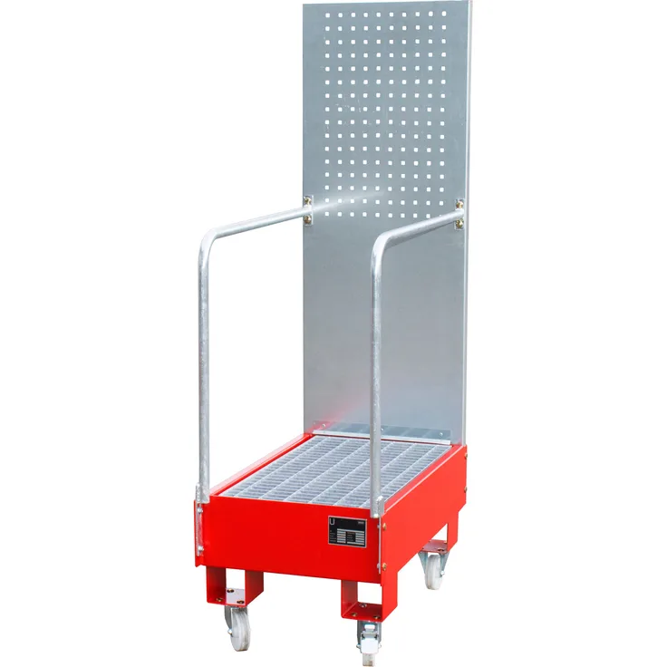Bauer Fahrbare Auffangwanne mit Lochplattenwand LPW 60-3, lackiert, Feuerrot