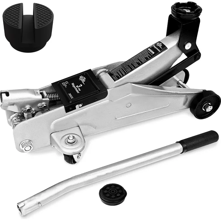 Deuba Hydraulischer Wagenheber Rangierwagenheber 3 Tonnen kompakt und stark roll- und lenkbar inkl. 2 Gummiauflagen Stahlverstärkung