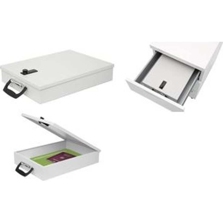 WEDO Dokumenten-Kassette, DIN A4, mit Zahlenschloss aus Stahlblech, mit lichtgrauer Pulverbeschichtung - 1 Stück (102 2537)