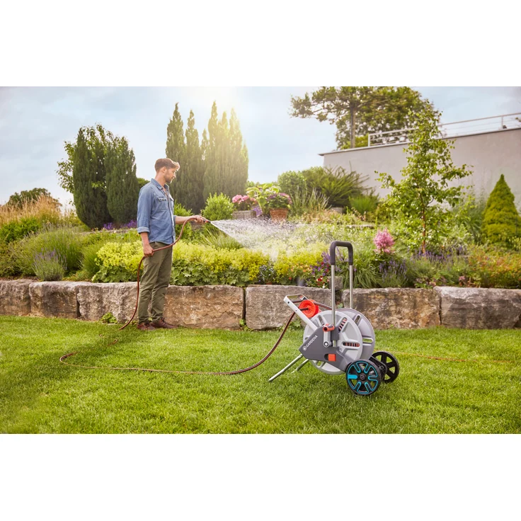 GARDENA Schlauchwagen CleverRoll M Easy Metall Set Schlauchwagen mit 60 m Kapazität, sehr standfest, stabile Schlauchführung, inklusive 25m (1/2'') Schlauch (18547-20) – Bild 3