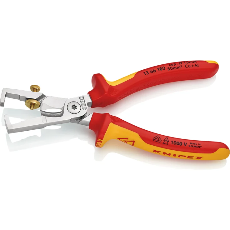 KNIPEX 13 66 180 StriX Abisolierzange mit Kabelschere verchromt isoliert mit Mehrkomponenten-Hüllen, VDE-geprüft 180 mm – Bild 2
