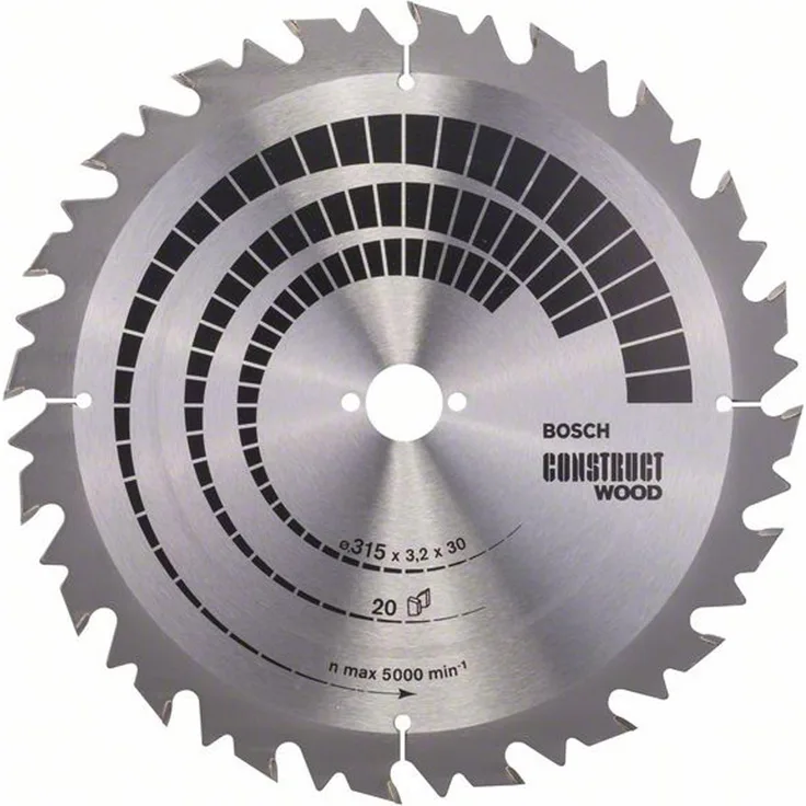 Bosch Professional Kreissägeblatt Construct Wood (Holz, 315 x 30 x 3,2 mm, 20 Zähne, Zubehör Kreissäge)