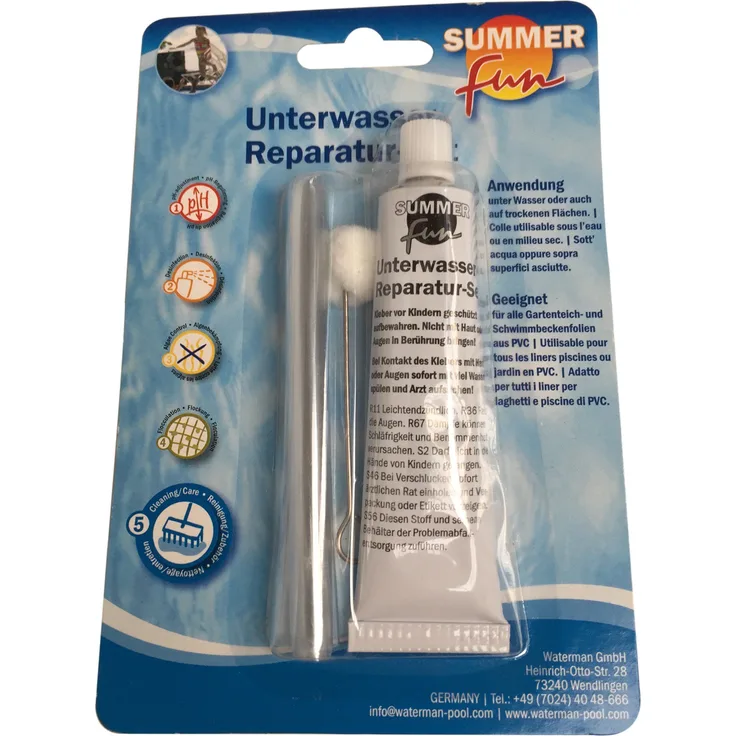Steinbach Summer Fun 061350WM Poolfolie Unterwasser Reparatur-Set für Vinyl Folien, Folie und Kleber, blau (Summer Fun Verpackung)