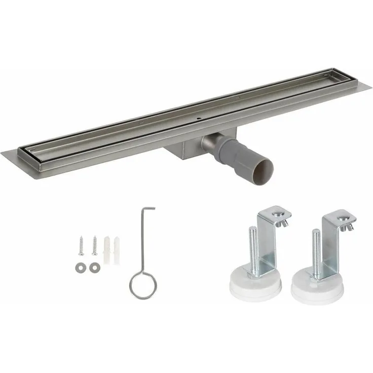 HFD09-60 Duschrinne zum Fliesen 60cm aus Edelstahl, Sterilisationsdusche, höhenverstellbar 67-92mm - Grau - Bc-elec