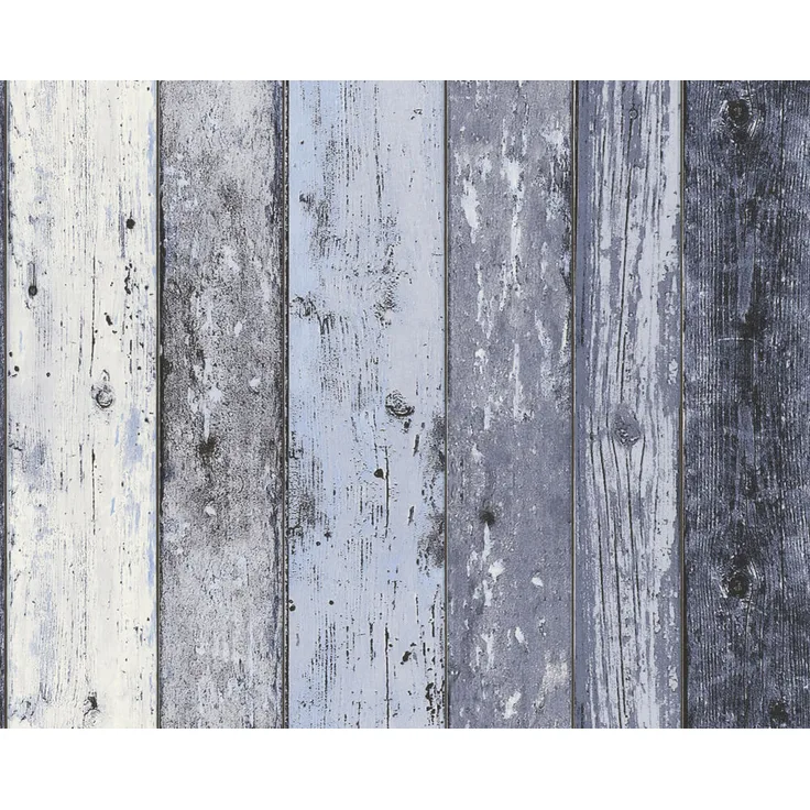 A.S. Création Vliestapete New England 2 Tapete in Holz Optik fotorealistische Holztapete maritime Optik 10,05 m x 0,53 m blau Made in Germany 855060 8550-60