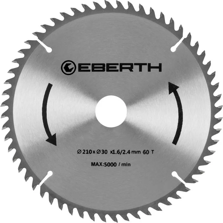 Eberth - Profi Kreissägeblätter Hartmetallsägeblatt Sägeblatt für Holzschnitte (60 Zähne, 210 mm Durchmesser, Bohrung 30 mm, Blattstärke 1,6 mm,