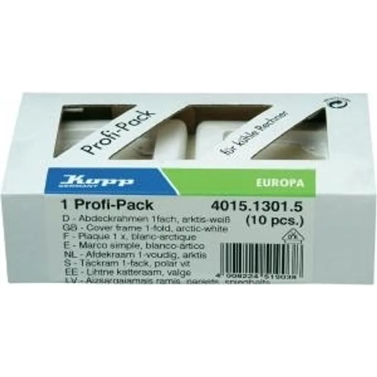 Kopp 401513015 Profi-Pack 10 Abdeckrahmen für senkrechte und waagerechte Installation, 1-fach, EUROPA, arktis